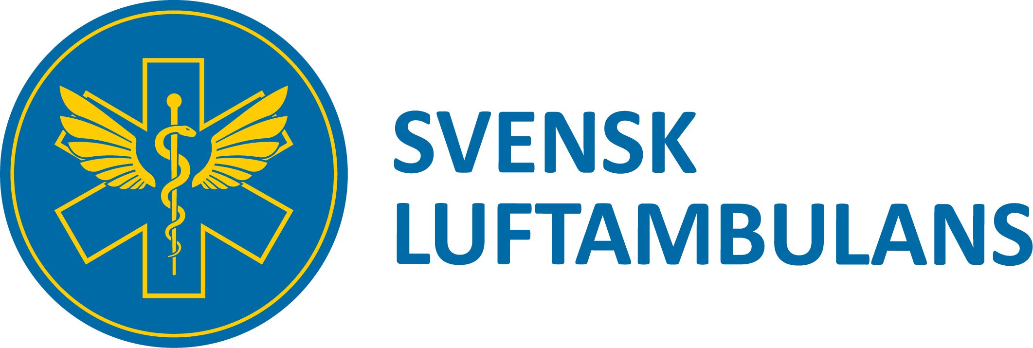 Svensk Luftambulans logotyp i svenska flaggans färger.