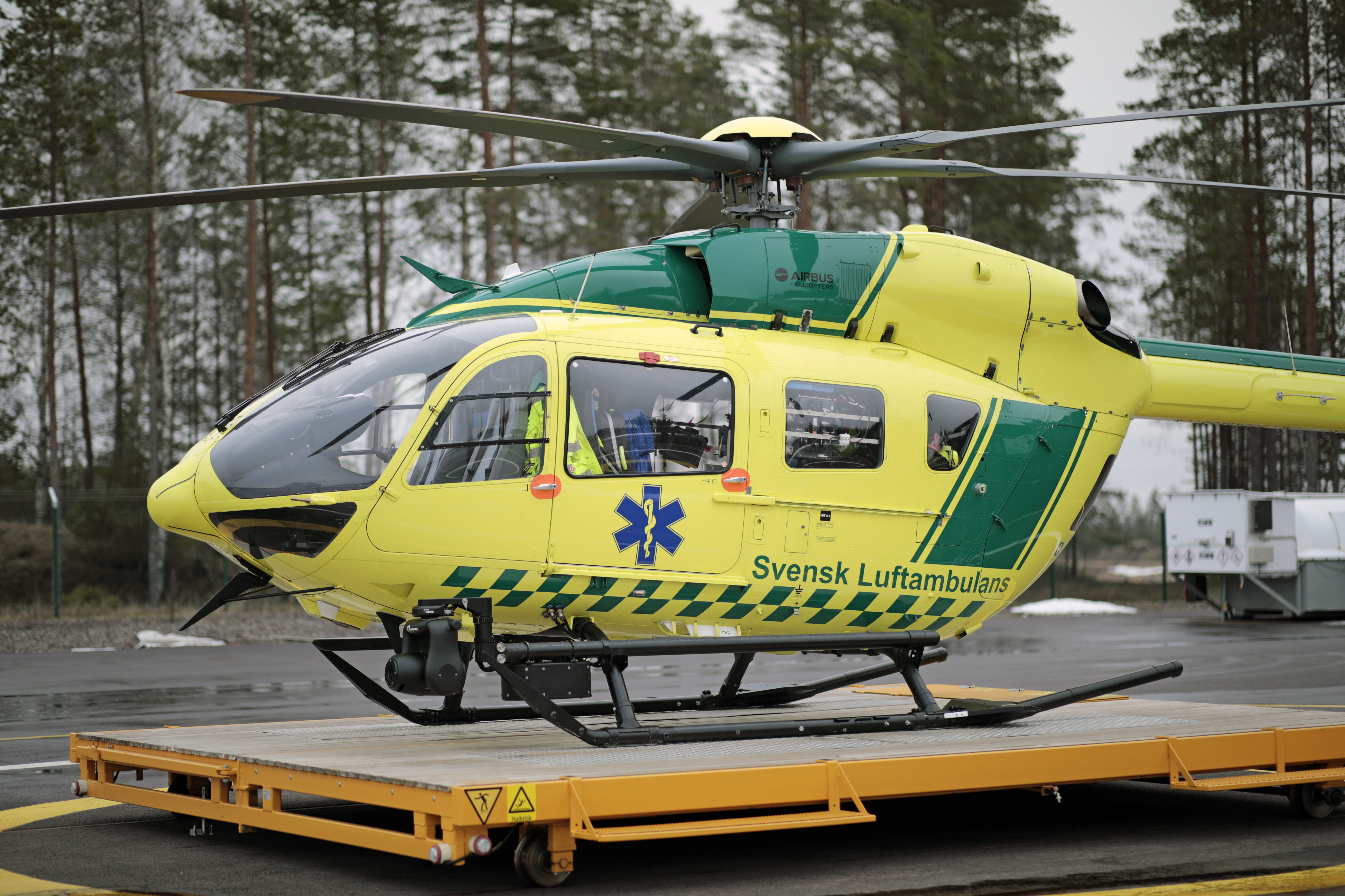 Ambulanshelikoptern på Karlstadbasen.
